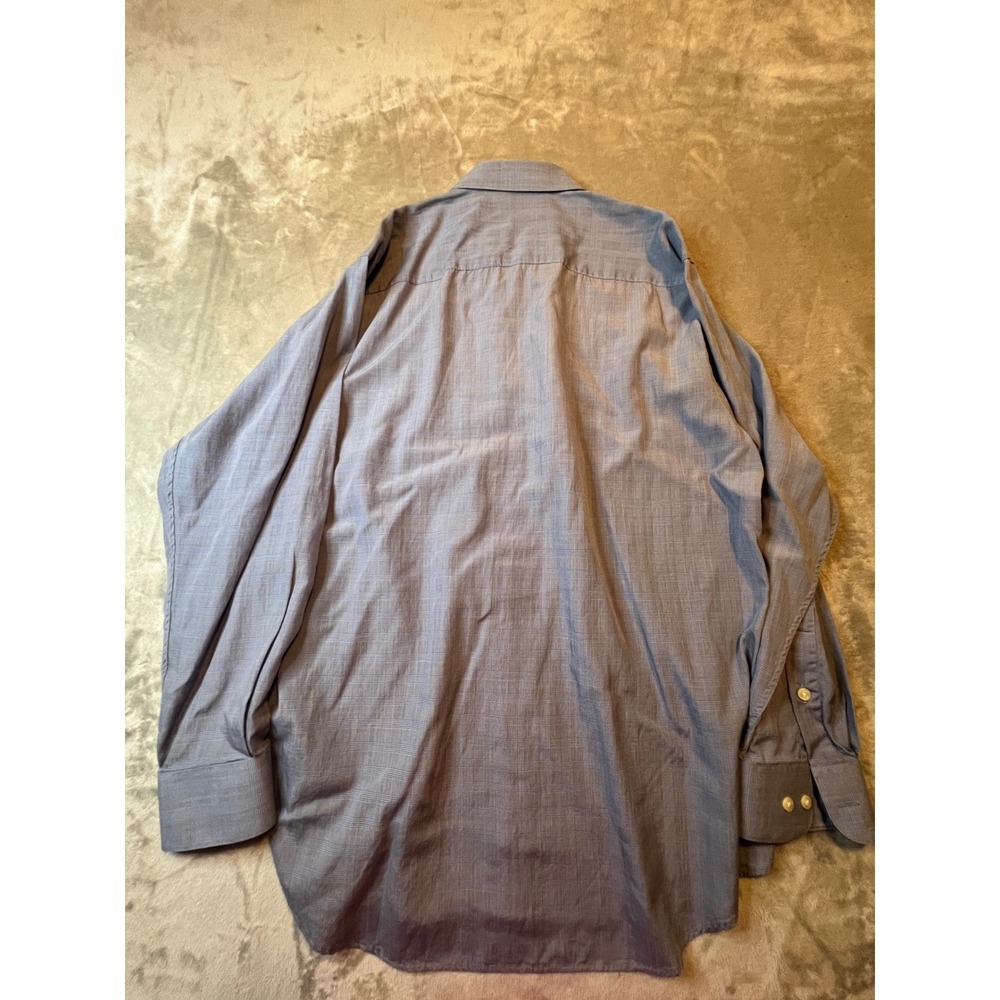 Alfani Shirt Mens 15.5 Blue Plaid Button Down Tencel Cotton 32/33 Long Sleeve - Picture 5 of 5